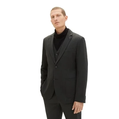 Abbildung von TOM TAILOR Herren Casual Sakko mit Reverskragen, Black Grey Melange, 52