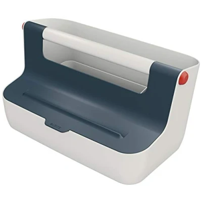 Abbildung von Leitz Mobile Aufbewahrungsbox, Cosy Serie, Hot Desking Box, Organizer Box für Zuhause oder das Büro, Aufbewahrungsbox mit Griff, smarte Fächer zur Organisation, Samtgrau, 61250089