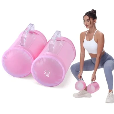 Abbildung von DEIRIS Wasser Hanteln, Hanteln Befüllbarset, Gewichtstaschen Tragbarer, Wassergewicht bis 5 kg/Paar, Fitness Wassersack, für Krafttraining, und Formgebung