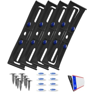 Abbildung von 2 Kennzeichenhalter Österreich Rahmenlos schwarz flach 4mm für Kennzeichentafeln 520x120mm unsichtbar Kennzeichenträger Dänemark Slowenien