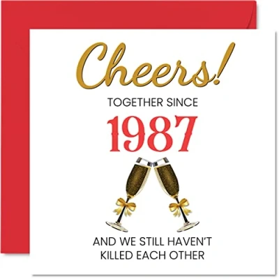 Abbildung von Stuff4 Lustige Karte zum 36. Jahrestag für Ehemann und Ehefrau zusammen seit 1987 Glückwunschkarten Hochzeitstag Partner, 145 mm große Grußkarten sechsunddreißigste Jahrestage