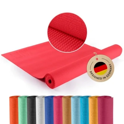 Abbildung von DoYourYoga Fitnessmatte Yogamatte »Kirana« aus ECO PVC 183 x 61 0,4 cm rutschfest &amp; robust Gymnastikmatte Yoga Matte Trainingsmatte Pilates Workout Himbeerrot