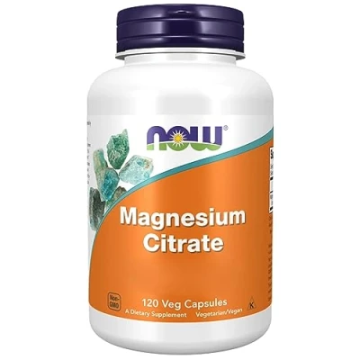 Abbildung von Now Foods, Magnesium Citrate (Magnesiumcitrat), 400mg, 120 vegane Kapseln, Laborgeprüft, Glutenfrei, Vegetarisch, Sojafrei, ohne Gentechnik