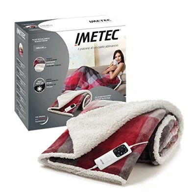 Abbildung von Imetec Adapto Velvet Tartan Heizdecke, 160x120 cm Wärmedecke, aus weichem Gewebe, geringer Verbrauch, Technologie, sicher, schnelles Aufheizen, 6 Temperaturen, waschbar
