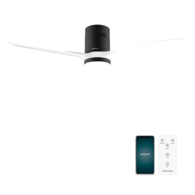 Abbildung von Cecotec DDeckenventilatoren mit Licht EnergySilence Aero 5600 Aqua White&amp;Black Connected, 132 cm, 40 W, LED 20W Licht, 3 Flügel, 6 Geschwindigkeiten, Timer, Winter/Sommer Modus, Wi Fi, Schwarzweiß