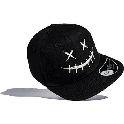 Abbildung von Kinder Cap : Scary Smile Glow in The Dark Basecap Leuchtende Kappe Cappy Jungen Mütze (Schwarz)