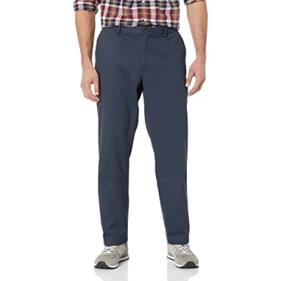Abbildung von Amazon Essentials Herren Knitterarme Flatfront Chinohose, Gerade Geschnitten, Marineblau, 32W / 30L