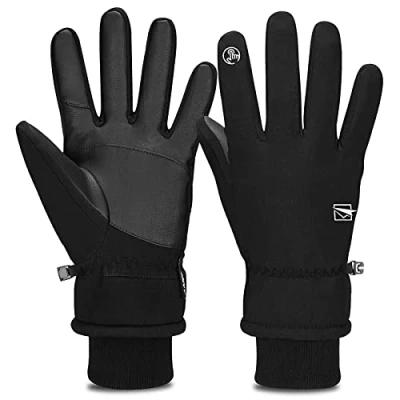 Abbildung von Cevapro Warm Winterhandschuhe Wasserdicht Touchscreen Handschuhe Winddicht Atmungsaktiv Running Männer Frauen für Outdoor Sports,Schwarz, L