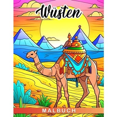 Abbildung von Wüsten Malbuch: Entspannen Sie sich mit Landschafts Dessert Malvorlagen für Erwachsene und Kinder, perfekt als Geschenk zu jedem Anlass wie Geburtstagen oder Weihnachten.