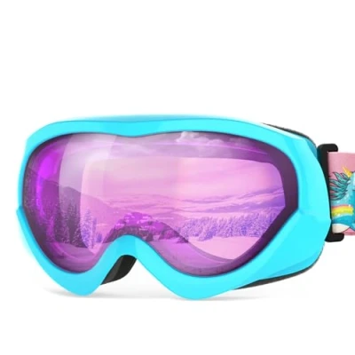 Abbildung von OutdoorMaster Kinder Skibrille Helmkompatible Schneebrille für Jungen &amp; Mädchen mit 100% UV Schutz VLT 46.1%