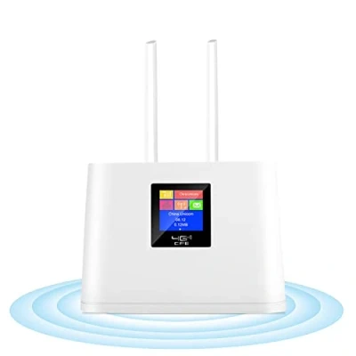 Abbildung von KuWFi 4G LTE Router, 300 Mbps Router für SIM Karten, Plug &amp; Play Modem, Wireless WiFi mit Farbbildschirm, 4 High Gain Antennas, einfache Konfiguration, Ideal Garten, Streaming