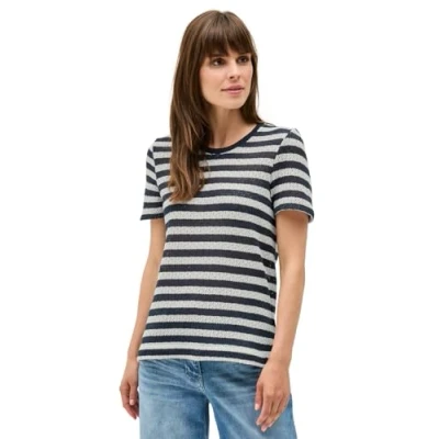 Abbildung von Cecil Gestreiftes Tshirt print, Damen, Größe: Large, Blau