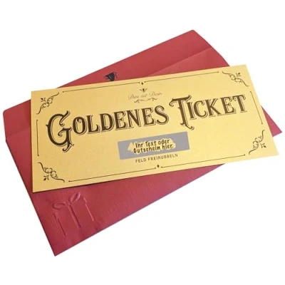 Abbildung von Bear and Bee Goldenes Ticket Spezial Rubbellos Gutschein zum Selbstausfüllen Geburtstag Weihnachten Geschenk Rubbelkarten (1 Stück)