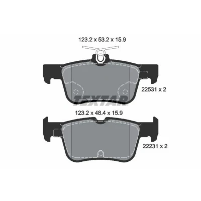 Abbildung von TEXTAR 2253101 Bremsbelagsatz nicht für Verschleißwarnanzeiger vorbereitet FORD: Galaxy Mk3 MPV, KUGA 2, Mondeo 5 Kombi, FORD USA: Edge Mk2