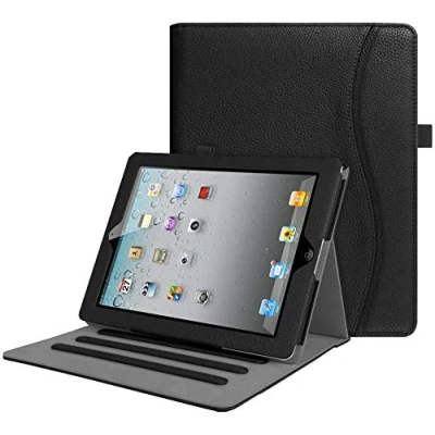 Abbildung von Fintie Hülle für iPad 2 / 3 4 (alte Modelle) 9.7 Zoll Tablet [Eckenschutz] Multi Winkel Betrachtung Folio Stand Schutzhülle mit Dokumentschlitze, Auto Sleep/Wake, Schwarz