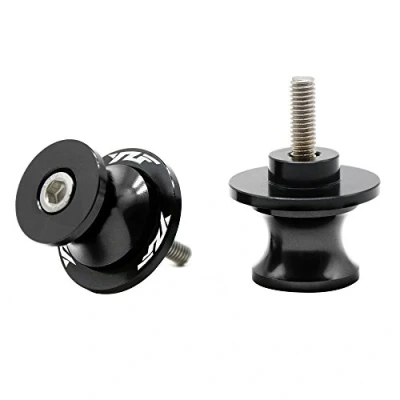 Abbildung von 2tlg M6 Alu Schwingenschutz Schwingenadapter Ständer Bobbins Spool Racingadapter Ständeraufnahme 6mm für YZF R1 R3 R6 R6S R25 R125 600R (Schwarz)