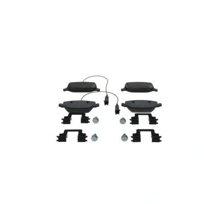 Abbildung von BOSCH 0 986 494 717 Bremsbelagsatz Low Metallic mit integriertem Verschleißsensor Schrauben Feder, Zubehör