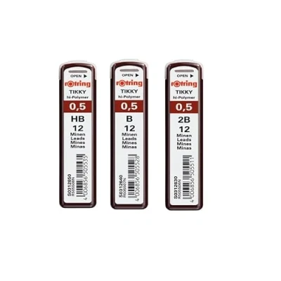 Abbildung von rOtring Minen Hi Polymer für feine Druckbleistifte 0,50 mm, Set mit B (12 Minen), HB 2B Minen)