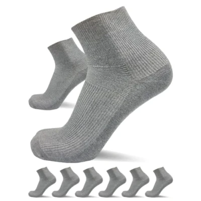 Abbildung von sogzz Diabetikersocken Herren Damen 6 Paar ohne Gummibund, Naht, Kurzsocken, kurze Diabetiker Socken, Quarter Socken kurz, 80% Baumwolle, Modell: Diabetic Quarter, 47 50 Grau