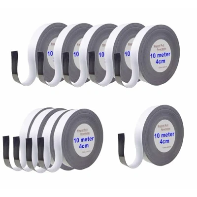 Abbildung von TUKA 100m x 40mm 1mm Magnetband Wiederbeschreibbar, Kennzeichnungsband für Lagerkennzeichen, Whiteboard, Kühlschrank, Magnettafeln usw. Beschreibbar Abwichbar Zuschneidbar, 10x10m Weiß TKD9046