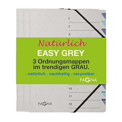 Abbildung von Pagna 44008 00 Ordnungsmappenset 12 Fächer Easy Grey sortiert 3 Stück