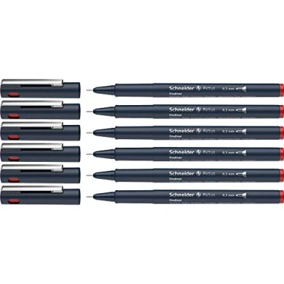 Abbildung von Schneider Pictus Fineliner (Strichstärke 0,2 mm, dokumentenechte Pigmentliner, metallgefasste Spitze, Gehäuse aus 85% recyceltem Kunststoff) 6er Pack, rot