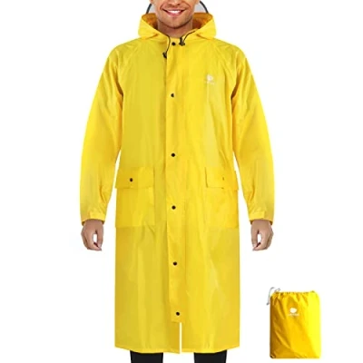 Abbildung von ANYOO Wasserdicht Regenmantel Radfahren Regen Poncho Portable Leichte Regenjacke Mit Kapuze Fahrrad Compact Cape Wiederverwendbare Unisex für Backpacking Camping Outdoors,Gelb,Einheitsgröße