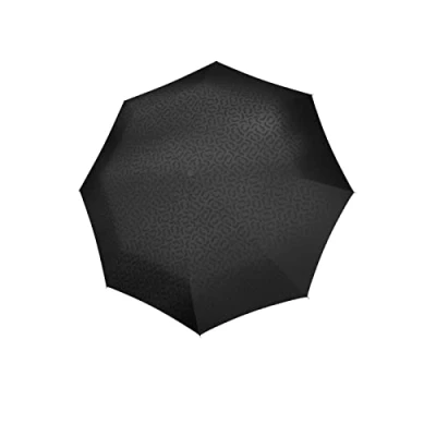 Abbildung von reisenthel umbrella pocket duomatic in Signature Schwarz Hot Print Kompakter Taschenschirm aus recycelten PET Flaschen Mit großer Drucktaste und ergonomisches Griffdesign
