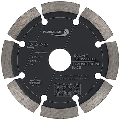 Abbildung von PRODIAMANT Fugenfräser ø 115 mm Breite 6mm für Mörtel Beton Mauerwerk und Putz 10mm Diamantsegment Profiqualität