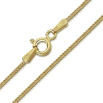 Abbildung von Amberta Damen 18K Vergolder Panzerkette aus 925 Sterling Silber 1.3 mm Halskette Silberkette 50 cm
