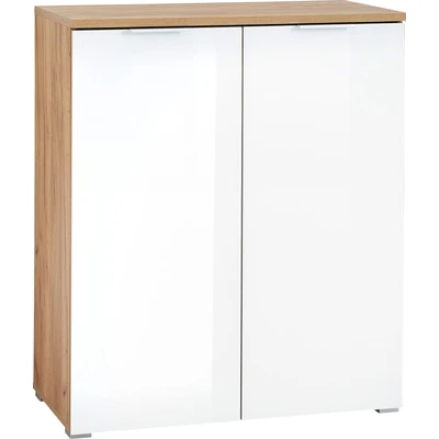 Abbildung von Germania Schuhschrank 3937 242 GW TELDE, in Navarra Eiche Nb./Weiß, Fronten aus Glas, 89 x 105 40 cm (BxHxT)