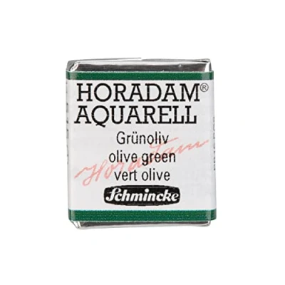 Abbildung von Schmincke HORADAM® AQUARELL feinste Künstler Aquarellfarben, 515 Grünoliv, 14 044, 1/2 Näpfchen