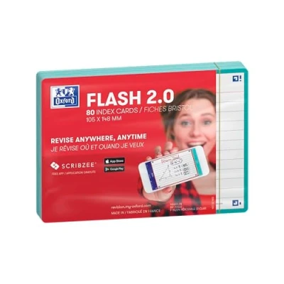 Abbildung von Oxford FLASH 2.0 Karteikarten A6, Lernkarten, 105x148mm, liniert, mint, 80 Blatt
