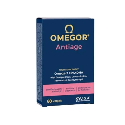 Abbildung von OMEGOR Antiage Hautergänzung Omega 3 EPA/DHA und 6 GLA Resveratrol, Curcumin, Alpha Liponsäure, Coenzym Q10, Tocotrienol 30 Kapseln