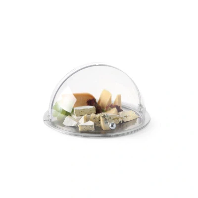Abbildung von HENDI Buffetvitrine rund mit Rolltop Haube ø 38 x 24 cm Edelstahll Platte verchromten Knauf, Gastro Buffet