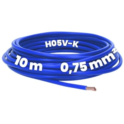 Abbildung von Kalitec 10 Meter H05V K 0,75 mm² dunkelblau Verdrahtungsleitung I Aderleitung flexibel PVC Einzelader Litze 0,75mm2 Verdrahtung feindrätig Einzelleitung Kabel eindrähtig Schaltdraht