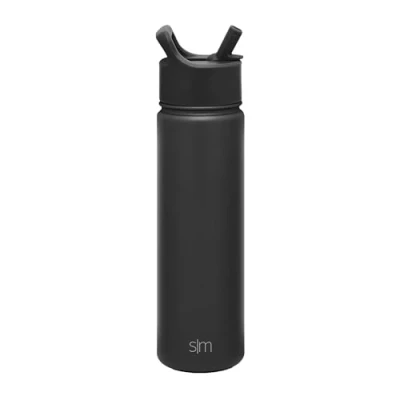 Abbildung von SIMPLE MODERN Wasserflasche mit Trinkhalm Isolierte EdelstahlThermoskanne für den Sport Fitnessstudio Summit Sammlung 650ml Midnight Black
