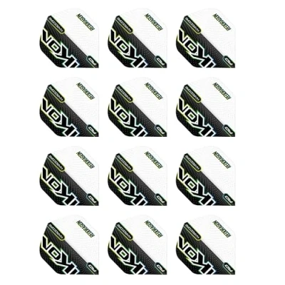 Abbildung von RED DRAGON Hardcore Radical Schwarz und weiß Ikon Dartflug 4 Set pro Packung (insgesamt 12 Dart Flights)