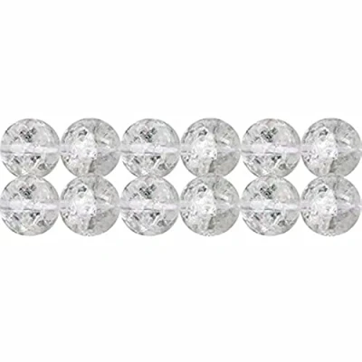 Abbildung von SKYBEADS Natürliche Crackled Klar Kristall Quarz Perlen Runde 8mm zum Auffädeln 38cm Strang Approx 48 Stück