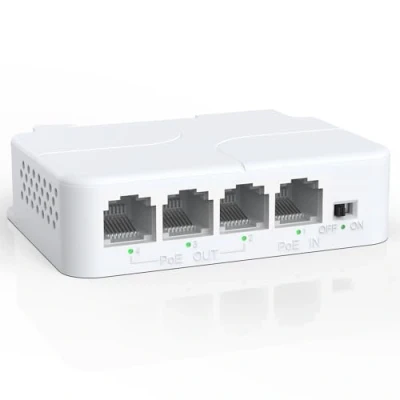 Abbildung von YuanLey 4 Port POE Extender with 3 Ausgängen, IEEE 802.3af/at Mini Kanal Repeater 100Mbps, Wand und DIN Schiene Montieren Passthrough Verstärker/Booster, Plug and Play