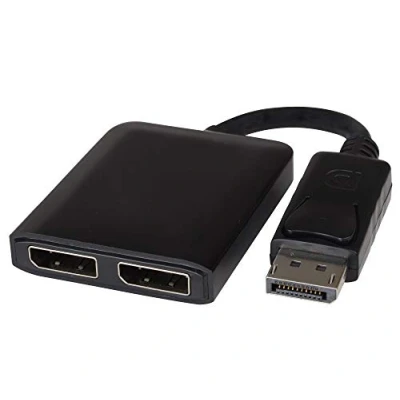 Abbildung von PremiumCord MST Adapter DisplayPort auf 2X DisplayPort, Extended + Mirror Function, Video 8K @ 60Hz mit DSC, 30 Hz ohne UHD 4K 2160p, Länge: 20cm, schwarz