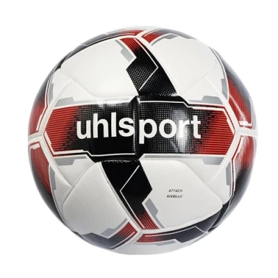 Abbildung von uhlsport Fußball Attack ADDGLUE Fussball Soccer Spielball Trainingsball mit Neuer Technologie für Jugend und Aktive FIFA Basic, 5, weiß/schwarz/rot