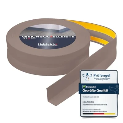 Abbildung von HOLZBRINK Weichsockelleiste selbstklebend CAPPUCCINO Knickleiste, 32x23mm, 5 Meter