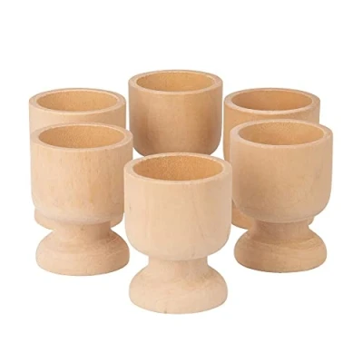 Abbildung von Ideen mit Herz Eierbecher aus Holz DIY Eier Becher ideal zum Bemalen Ostern Geschenk 5 cm hoch, Ø 3,8 6 Stück