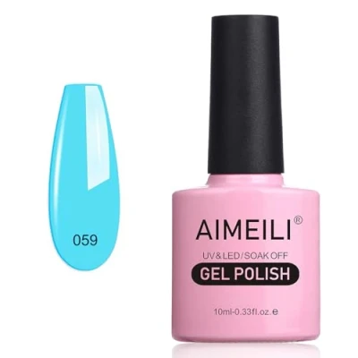 Abbildung von AIMEILI UV LED Gellack ablösbarer Gel Nagellack Hellblau Polish Neon Pacific (059) 10ml