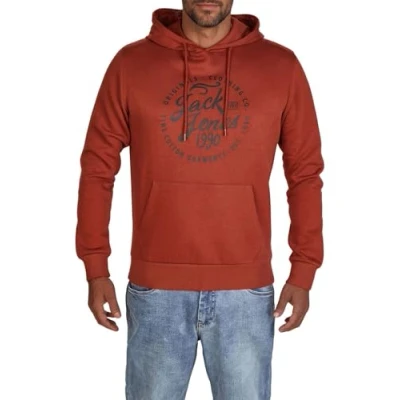 Abbildung von JACK &amp; JONES Hoodie Herren Regular Fit JJEADRIAN Kapuzenpullover Pullover Sweater Print Beige 3XL, Größe:3XL, Farbe:Crockery