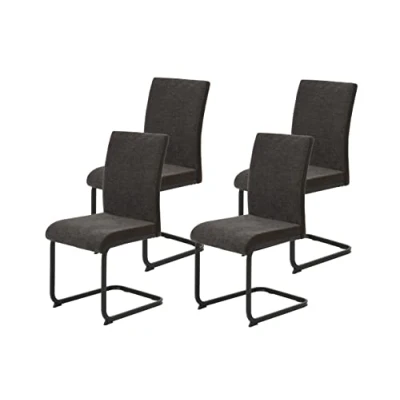 Abbildung von Hela Tische, 4er Set Esszimmerstuhl Schwingstuhl Linn, Webstoff+Mikrofaser Braun, Vierkantgestell Schwarz, 140kg belastbar