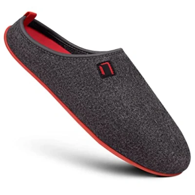 Abbildung von Nanga Erwachsene Unisex Wool Slipper Hausschuhe für Damen &amp; Herren, Filz Pantoffeln, mit Rutschfester Gummi Sohle, Warme Pantoletten aus Wollfilz, Wechselfußbett rot 39