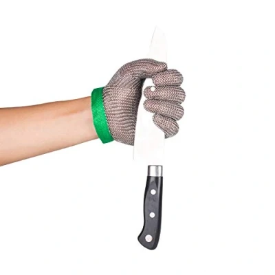 Abbildung von ThreeH Schnittschutzhandschuhe 304L Edelstahlgewebe Küchenmetzger arbeitet schneiden Schutzhandschuhe GL08 XS (1 Stück)