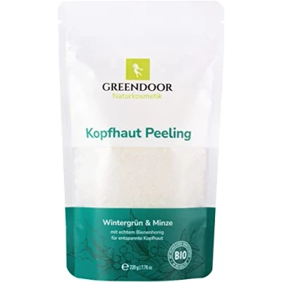 Abbildung von GREENDOOR Kopfhaut Peeling Wintergrün Pfefferminze 220g gegen trockene gestresste Kopfhaut, Haarfollikel werden besser durchblutet/versorgt, Haarwachstum natürlich gefördert, Naturkosmetik Haare